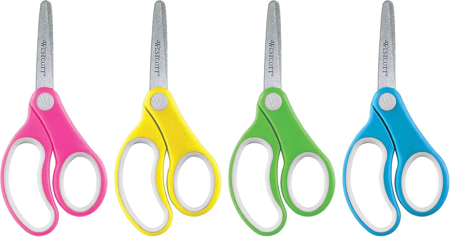 Westcott Soft Handle 5" Kids Scissors, Blunt, Pack of 12