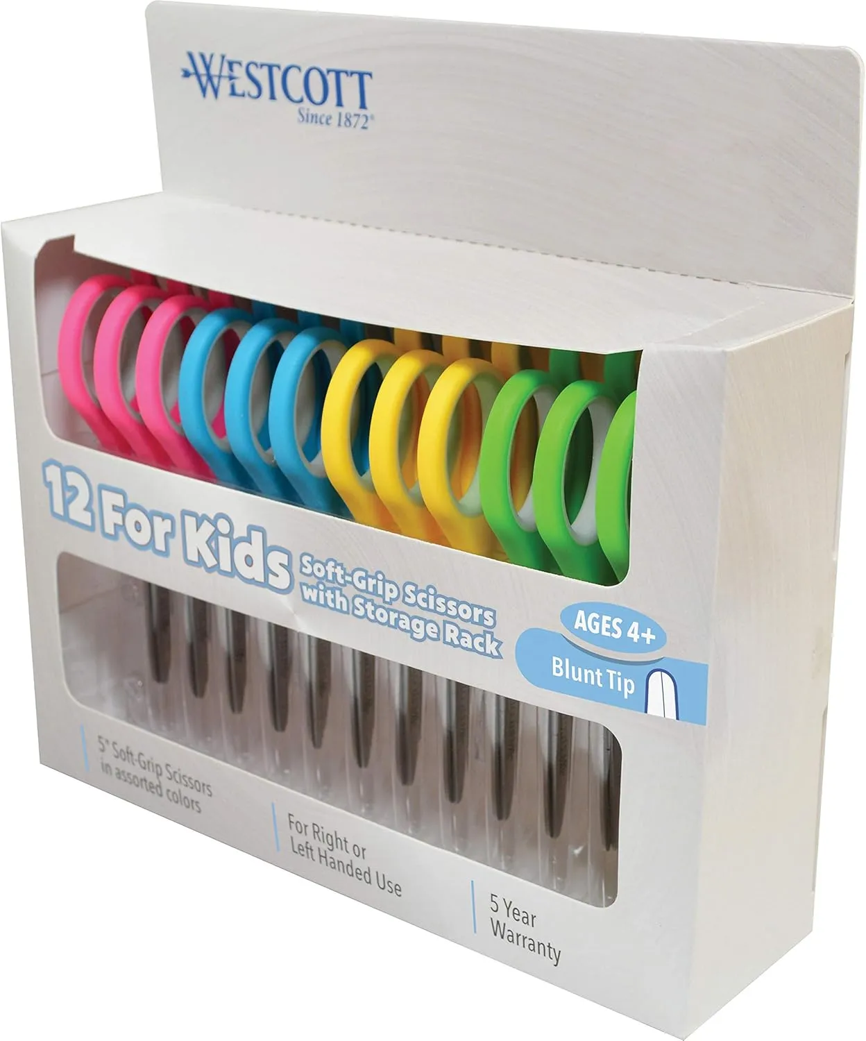 Westcott Soft Handle 5" Kids Scissors, Blunt, Pack of 12