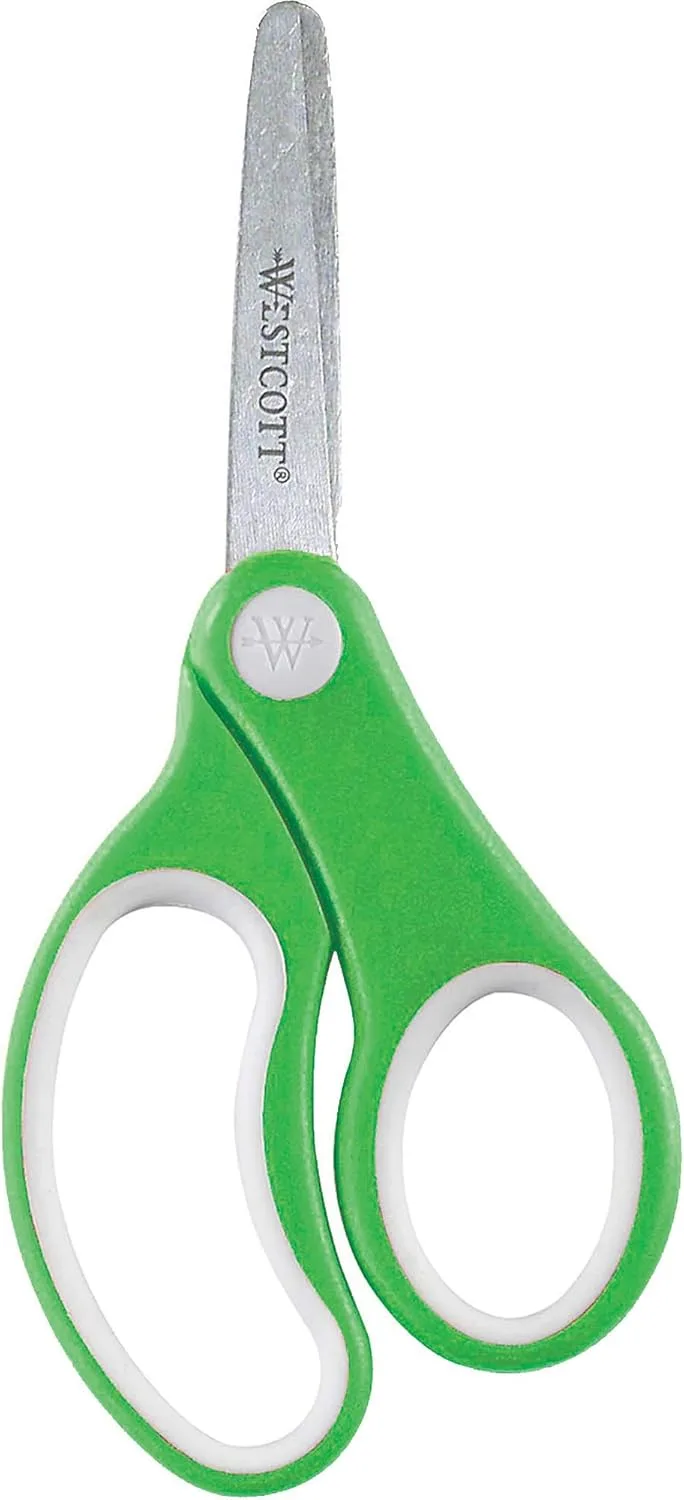 Westcott Soft Handle 5" Kids Scissors, Blunt, Pack of 12