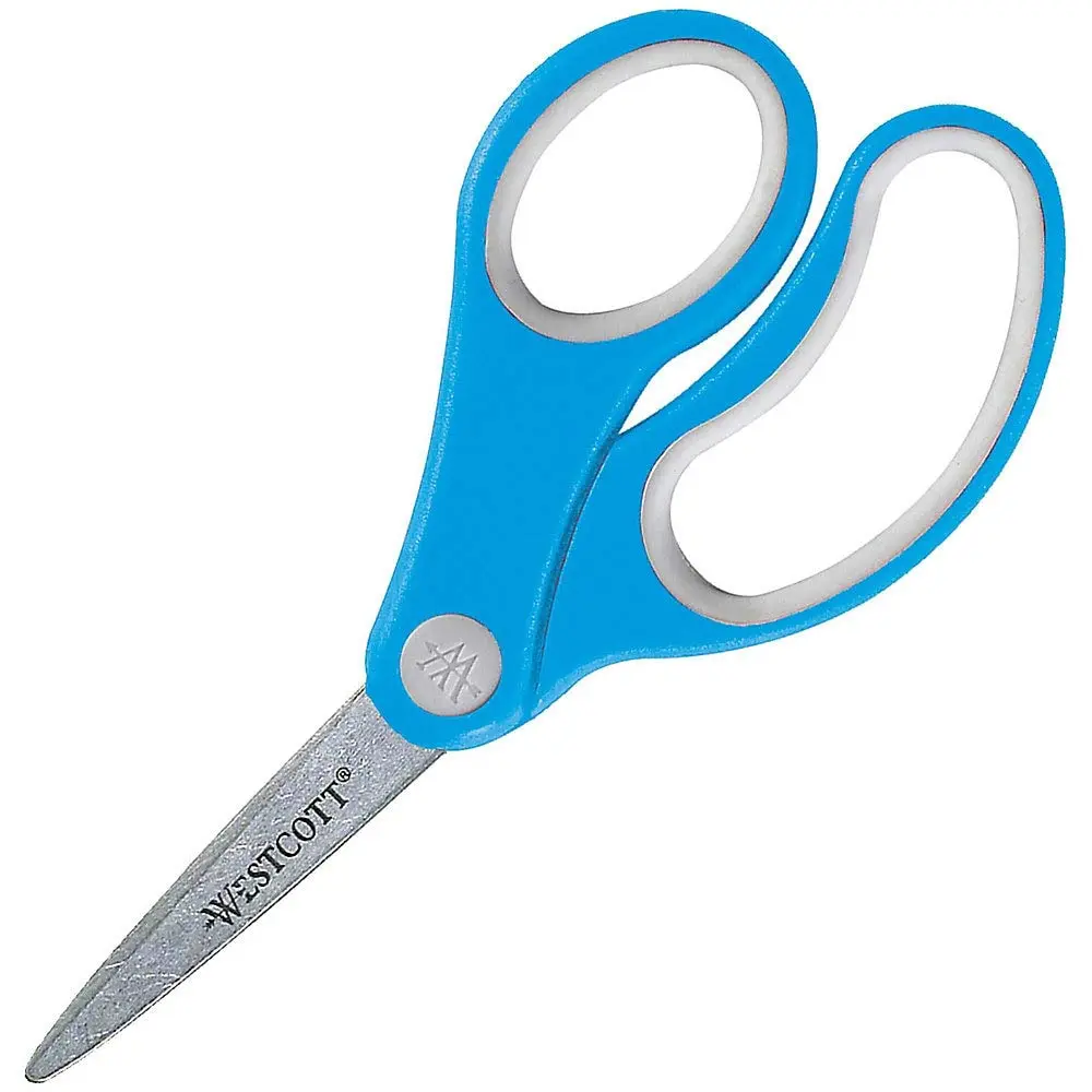 Westcott Soft-Handle Kids Scissors, 5in, Pointed, Assorted Colors, Pack of 12