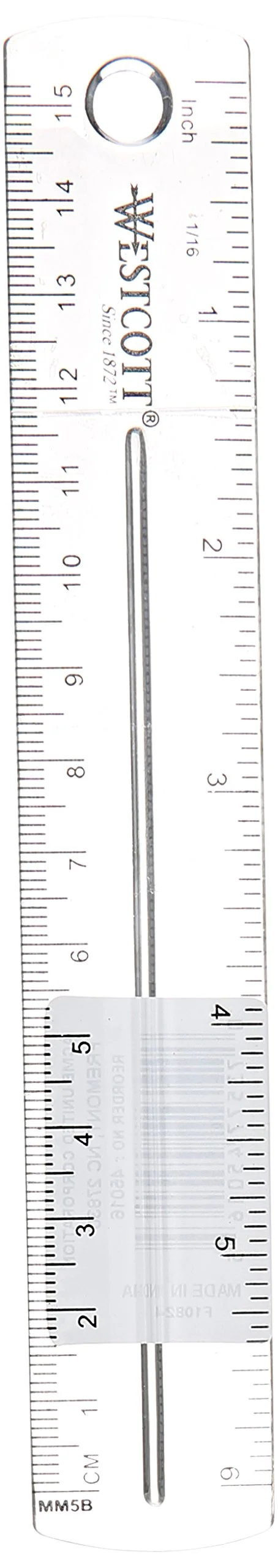 Westcott Shatter-Resistant Plastic Ruler, 6 in Clear (45016)