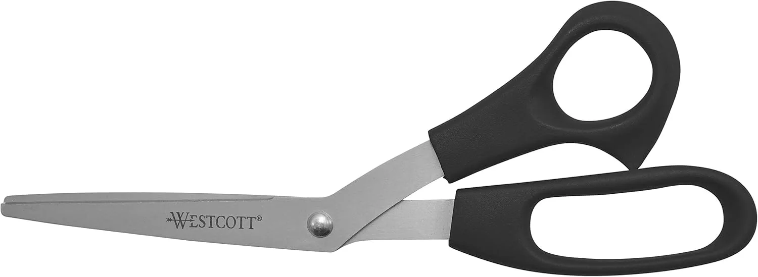 Westcott All-Purpose Value Scissors, 8in Bent, Pack of 3, Black