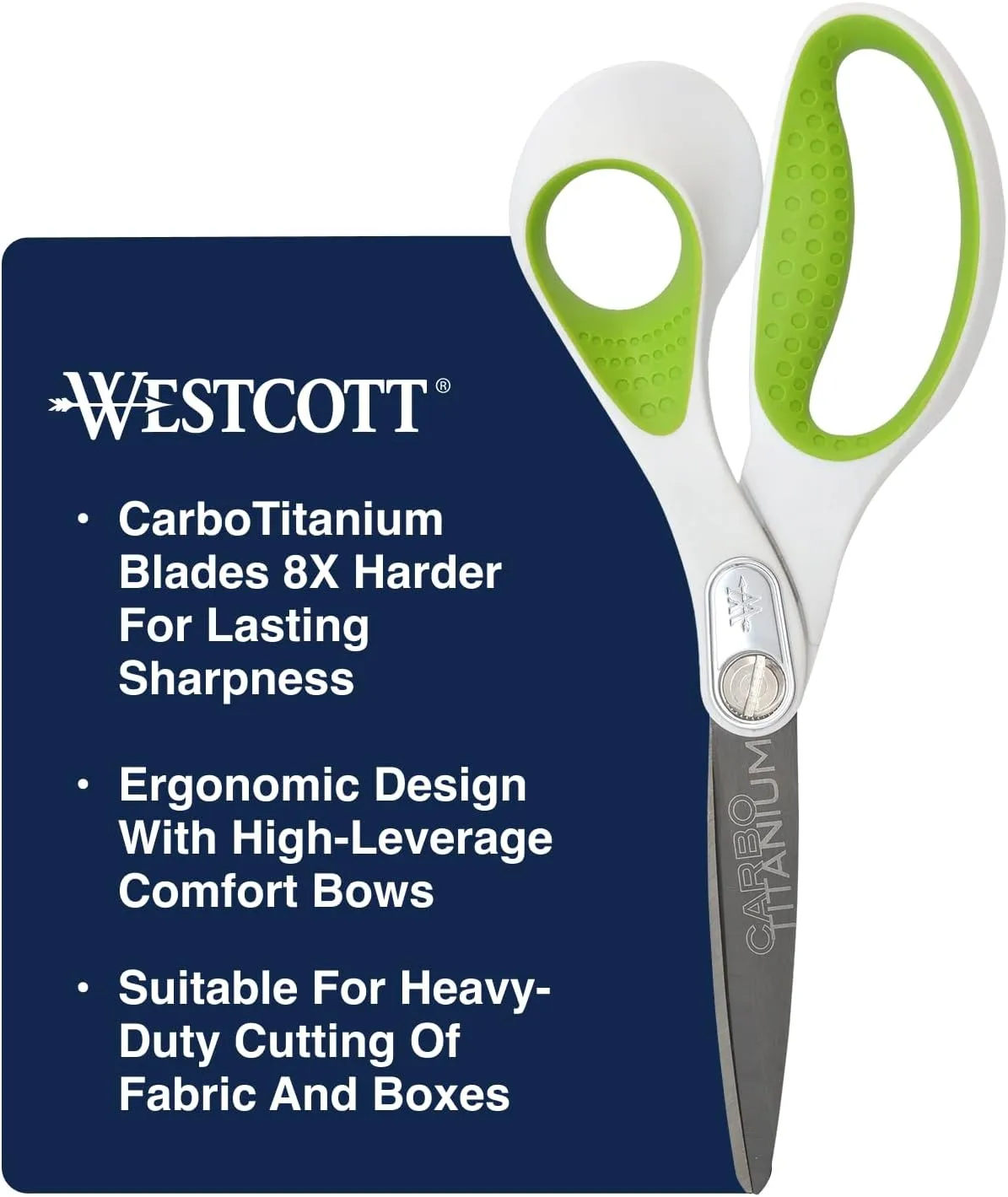 Westcott CarboTitanium 8-Inch Straight Scissors, Heavy-Duty Fabric & Craft Scissors