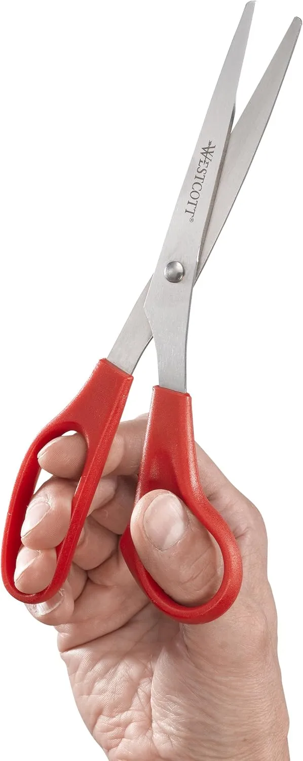 Westcott All Purpose Value Stainless Steel Scissors, 8in, Pointed, Assorted Colors, 3-Pack
