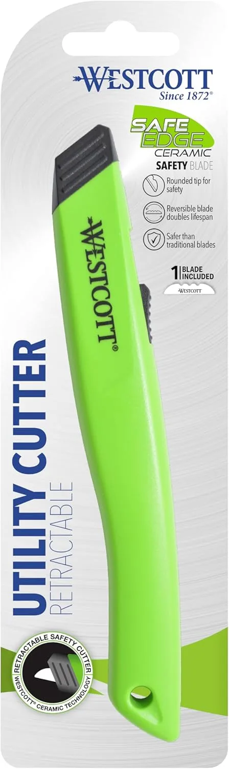 Westcott Box Cutter Safety Ceramic Utility Knife (16475) Green