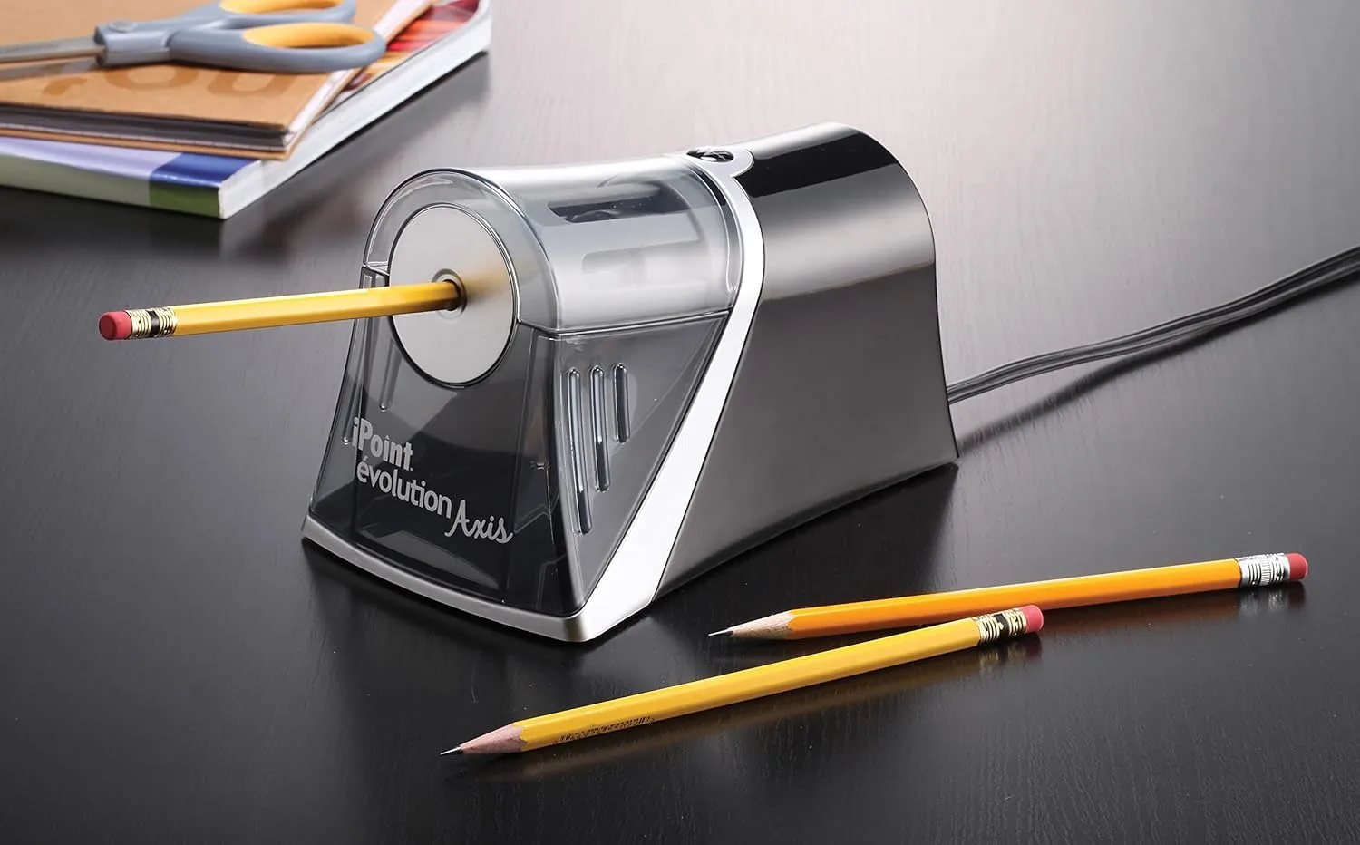 Westcott iPoint Evolution Axis Electric Pencil Sharpener, Silver, Single Hole