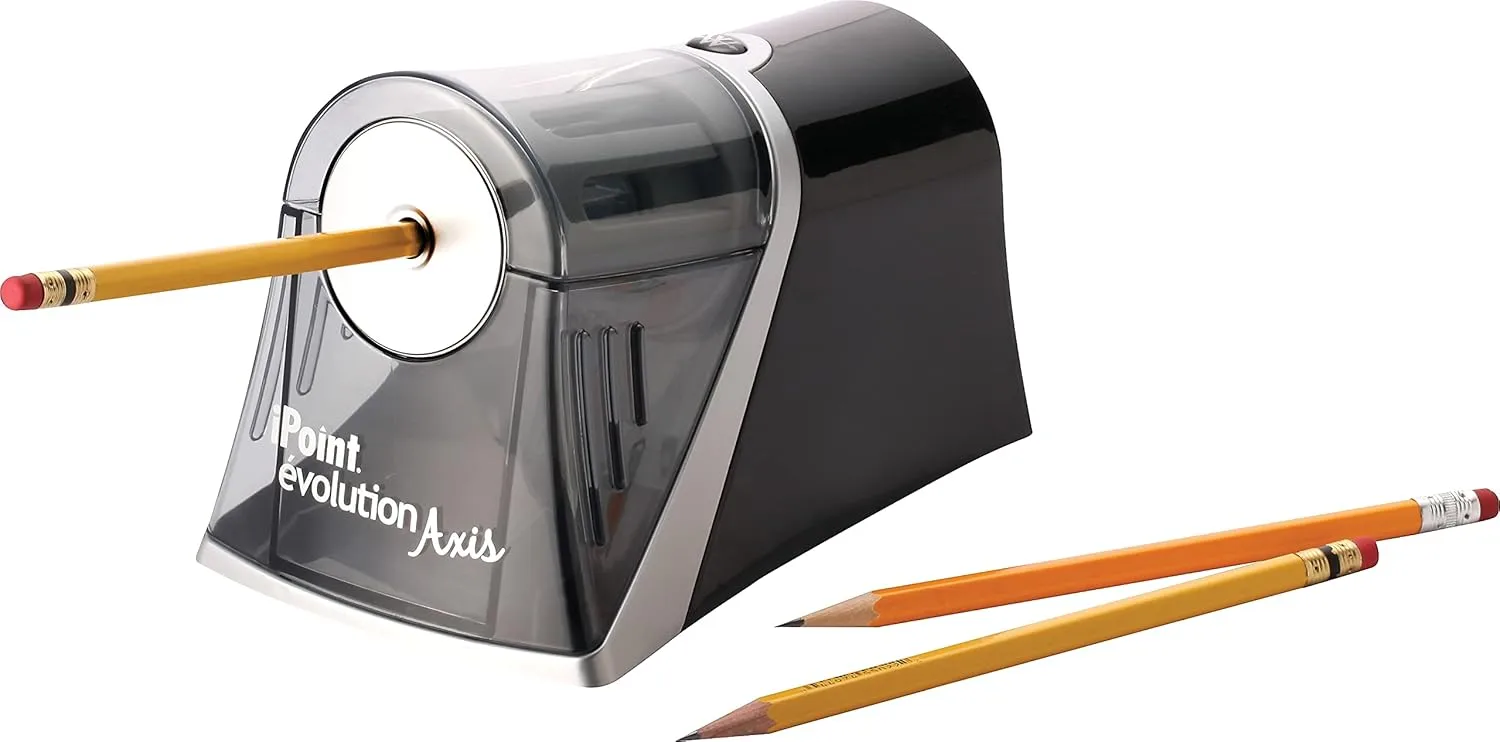 Westcott iPoint Evolution Axis Electric Pencil Sharpener, Silver, Single Hole