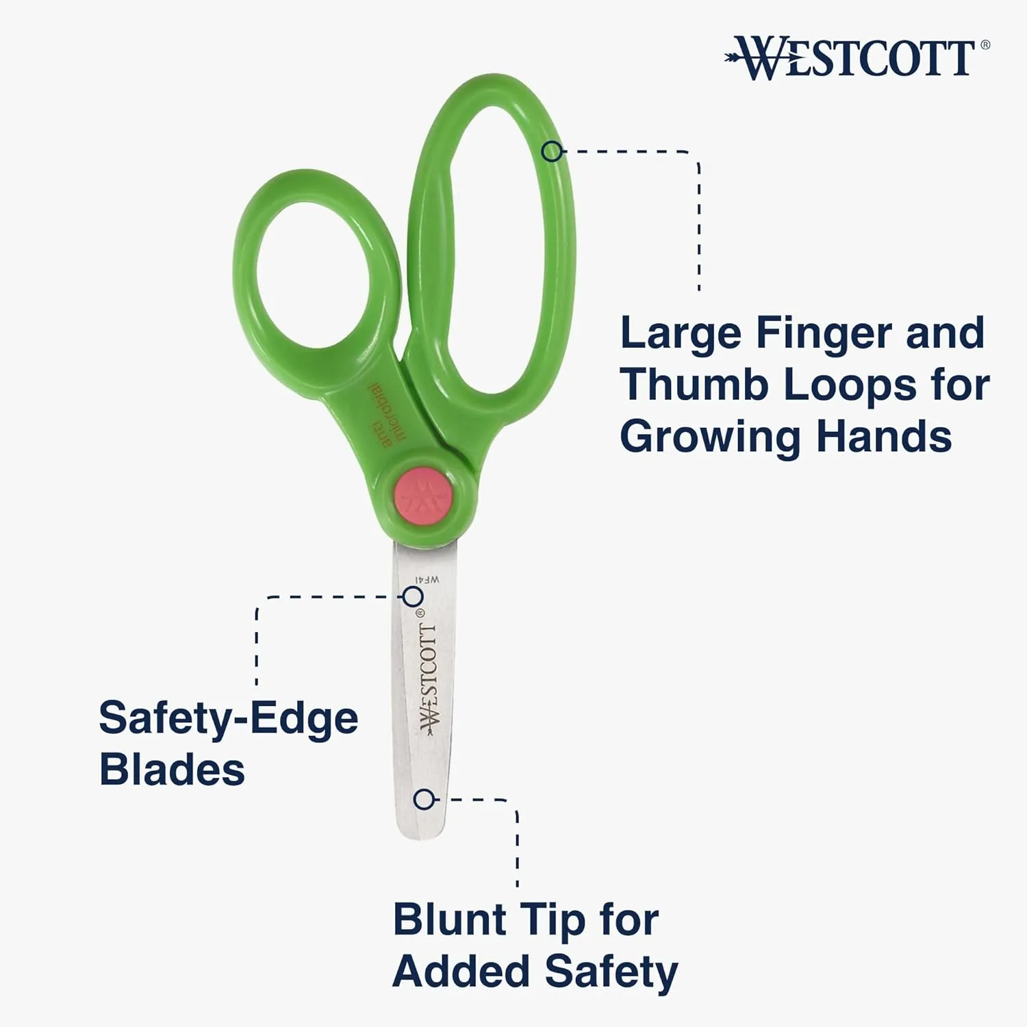 Westcott School Scissor Caddy and 5-Inch Blunt Safety Scissors for Kids, Assorted, 24 Pack (14756)