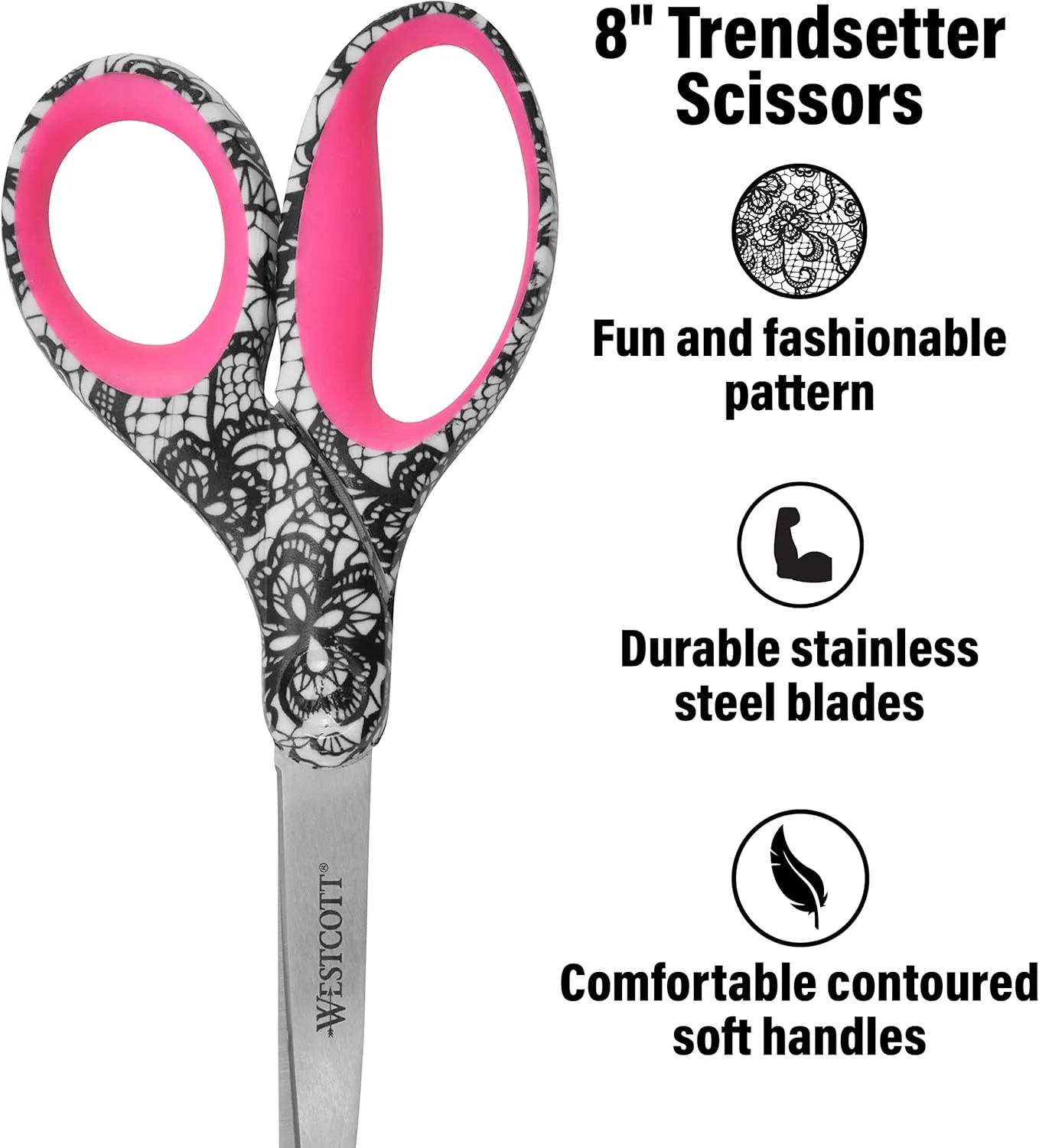 Westcott Trendsetter Lace Pattern Scissors, 8in (16660)