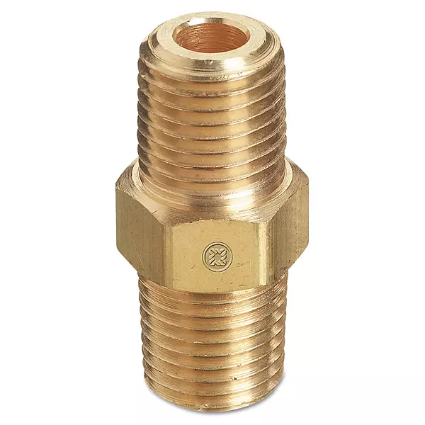 Western Enterprises B-4HP Pipe Thread Hex Nipples, 3000 PSIG, Brass, 1/4" NPT Male, 0.5 Length