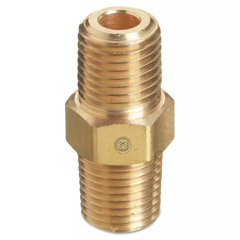 Western Enterprises B-4HP Pipe Thread Hex Nipples, 3000 PSIG, Brass, 1/4" NPT Male, 0.5 Length