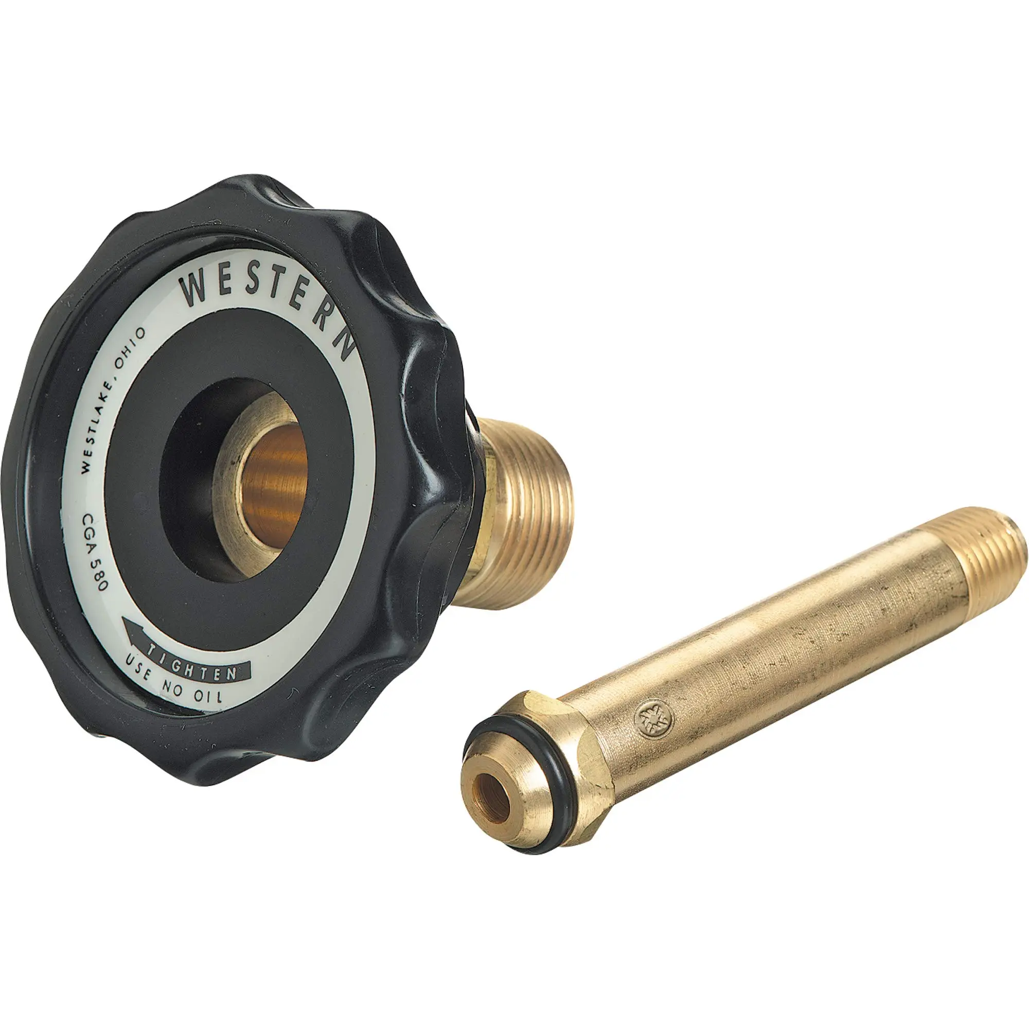 Western Enterprises 615-3 Regulator Inlet Nipples, 1/4" (NPT), 3 1/2", Brass, CGA-510; CGA-580; CGA-590