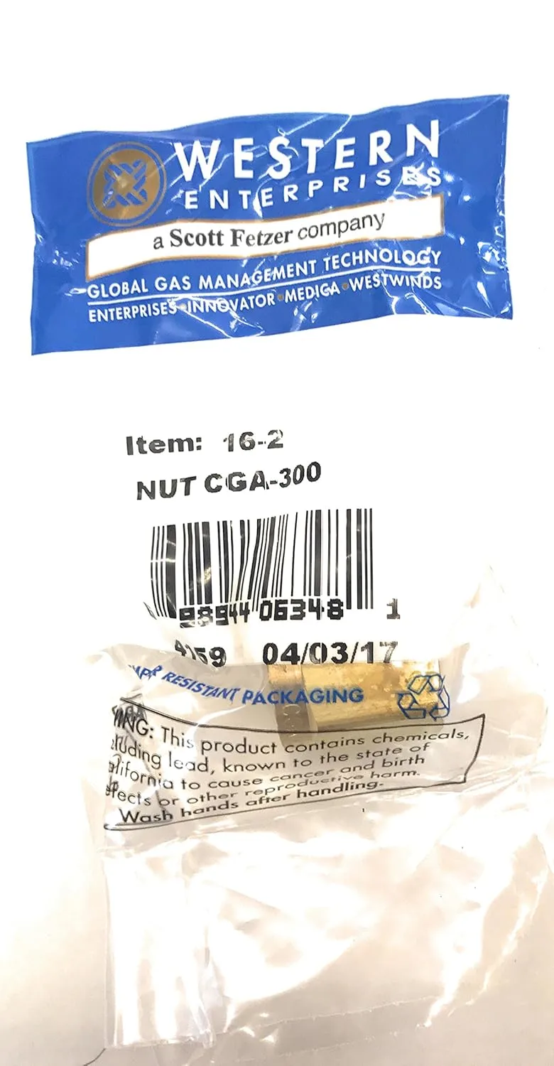 Western Enterprises#16-2, PKGD: CGA 300 Hex Nut/ACETYLN