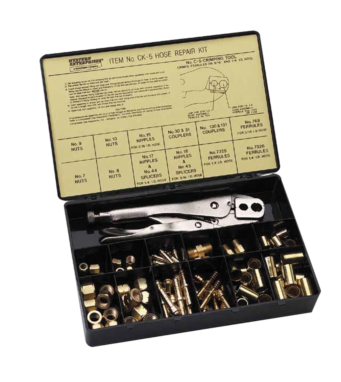 Western Enterprises CK-5 Other Hose Repair Kits, Fittings/Crimping Tool/Full Color Label/Description Chart, 0.5 Length