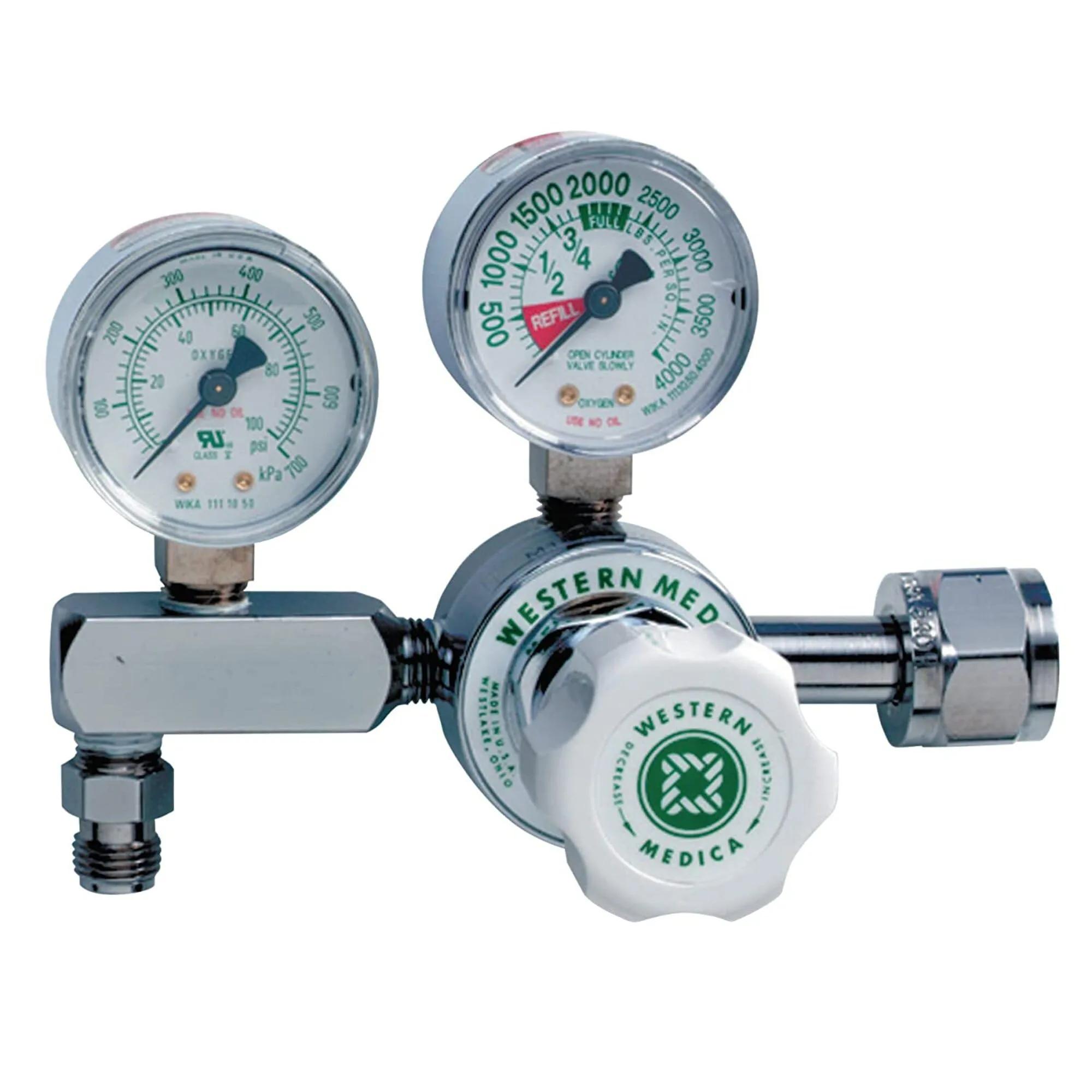 Western Enterprises M1-540-PG M1 Series Pressure Gauge Regulators, CGA-540 Nut and Nipple, 3000 psi Inlet