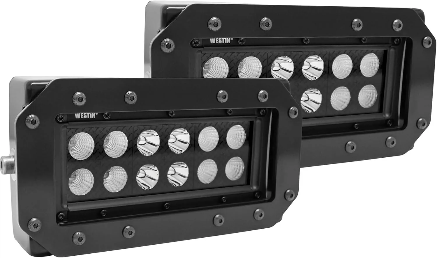 Westin 57-0025 HDX Flush Mount B-FORCE LED Light Kit Includes 6 inch LED Lights (set of 2) with wiring harness