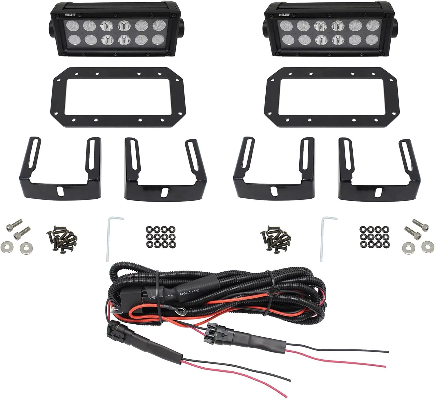Westin 57-0025 HDX Flush Mount B-FORCE LED Light Kit Includes 6 inch LED Lights (set of 2) with wiring harness