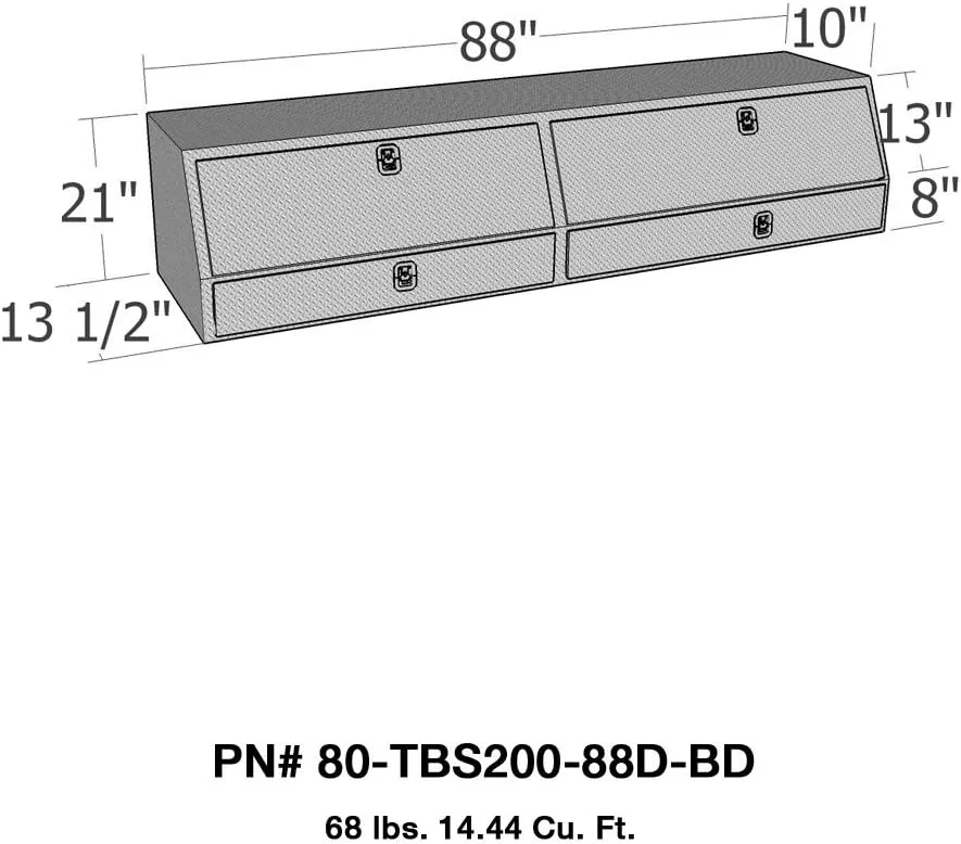 Brute 80-TBS200-88D-BD Pro Series 88" Contractor TopSider Polished Aluminum Tool Box with Doors & Drawers