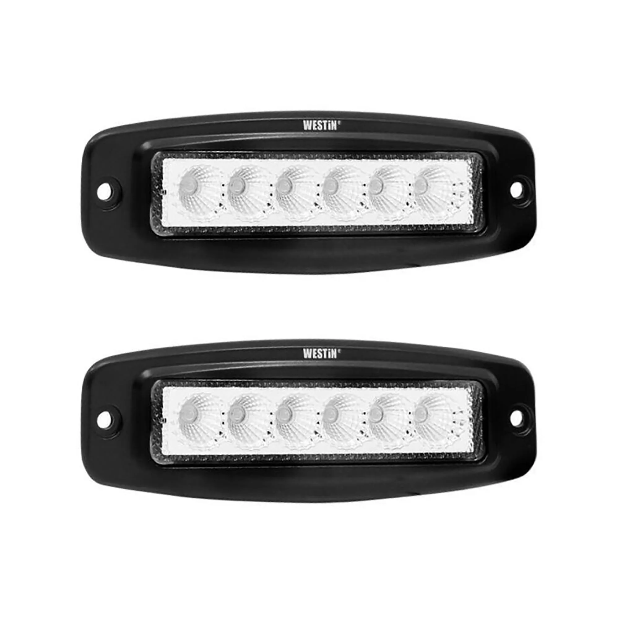 Westin 09-1918FM6 FM6 Flush Mount Single Row LED 6x3W Bridgelux with Terminated Wiring (Set of 2)