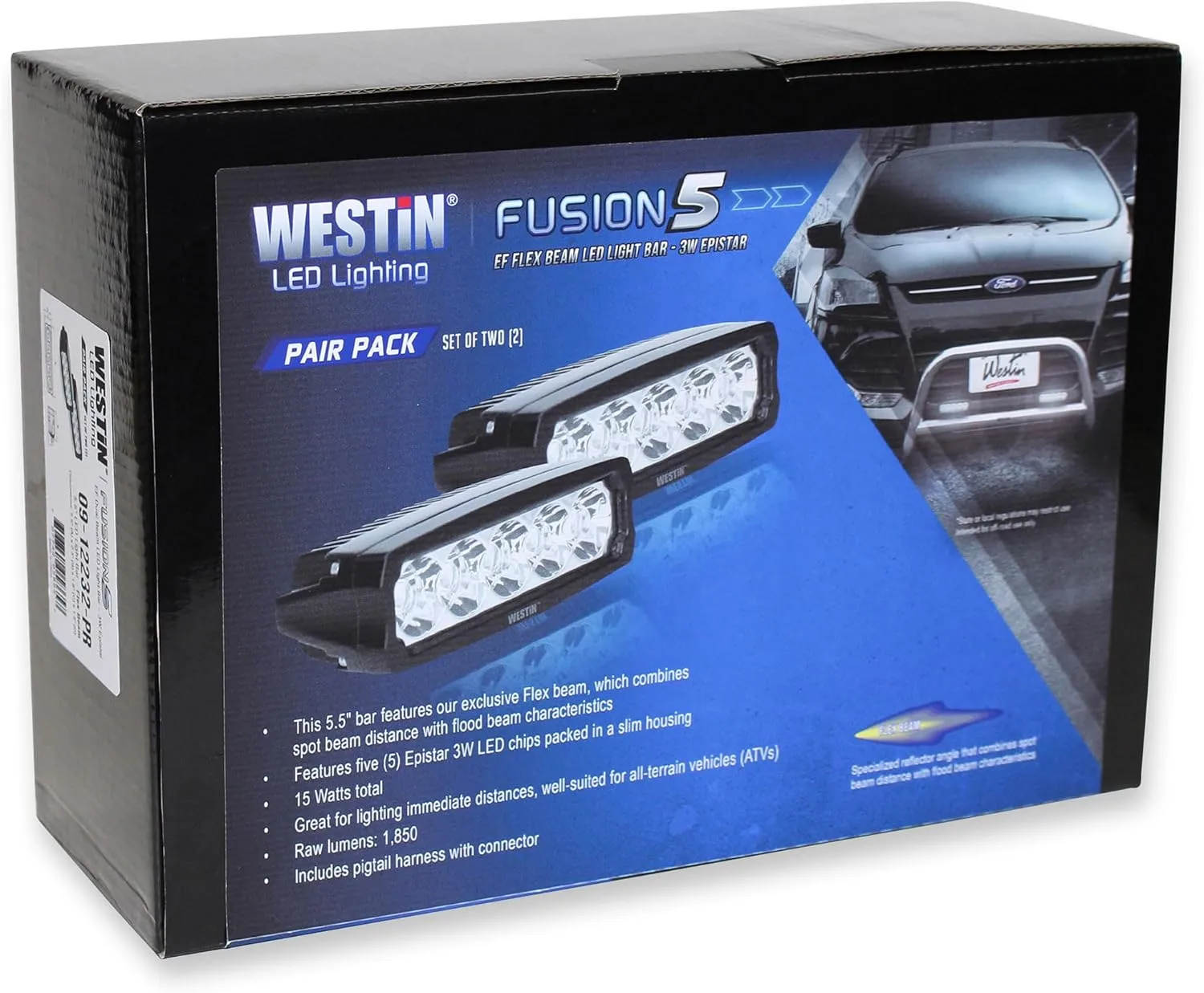 Westin 09-12232-PR Fusion5 Single Row LED Light Bar 5.5 in. Flex (Set of 2)
