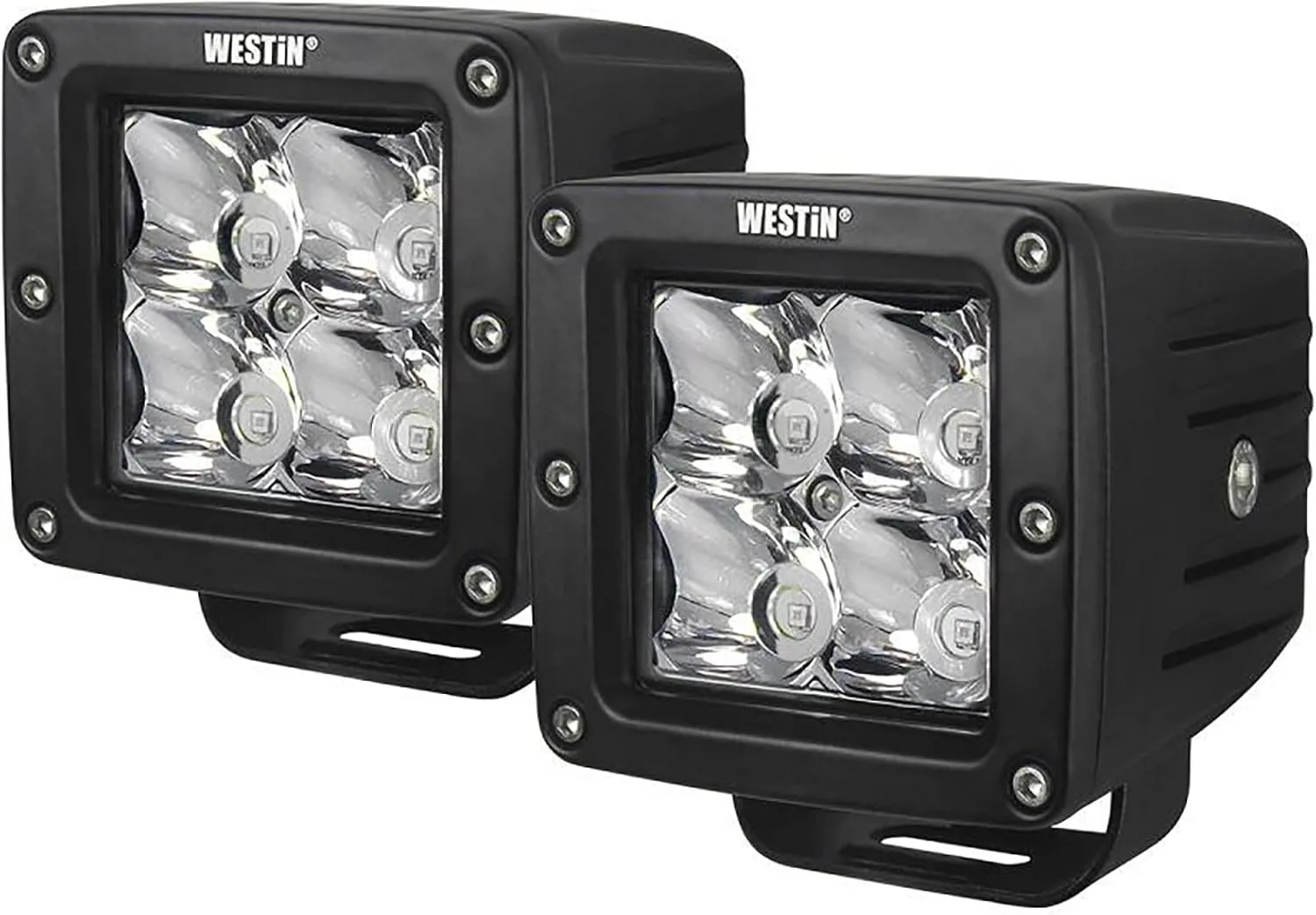 Westin 09-12200B-PR HyperQ LED Auxiliary Lights Flood Beam 3.2x3 in. 5W (Set of 2)