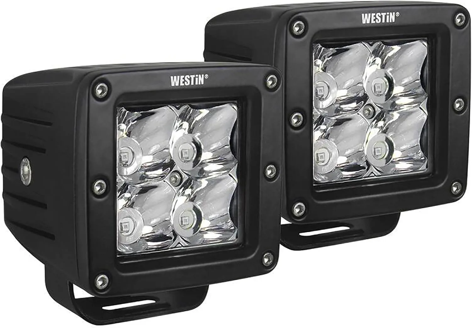 Westin 09-12200B-PR HyperQ LED Auxiliary Lights Flood Beam 3.2x3 in. 5W (Set of 2)