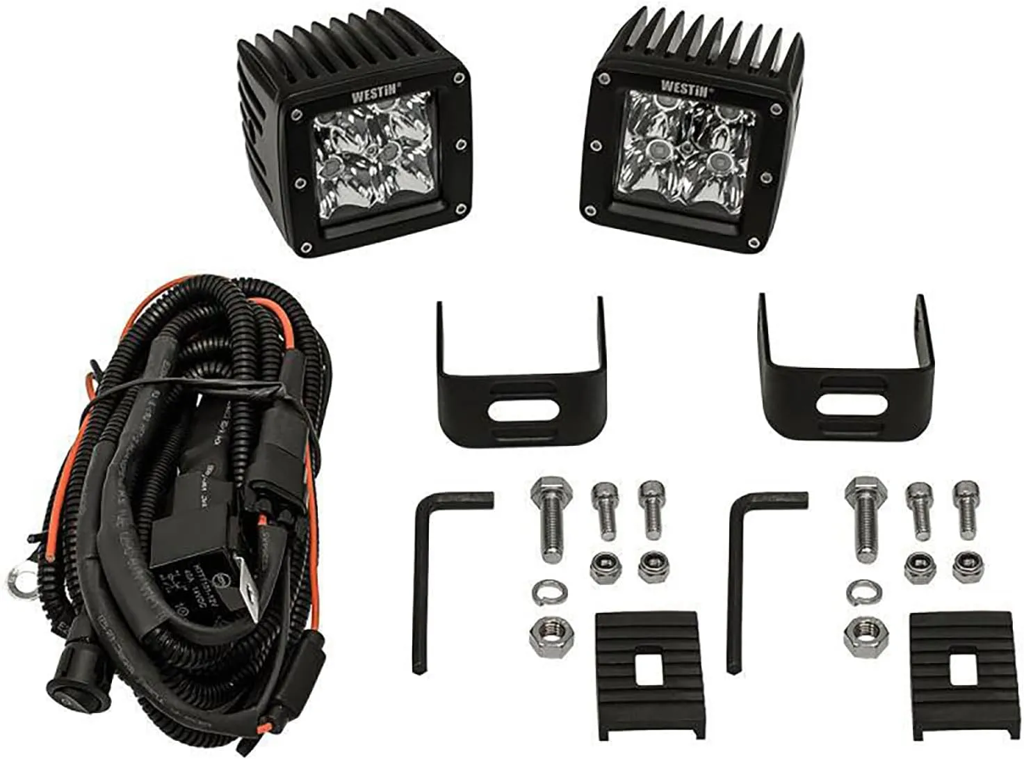Westin 09-12200B-PR HyperQ LED Auxiliary Lights Flood Beam 3.2x3 in. 5W (Set of 2)