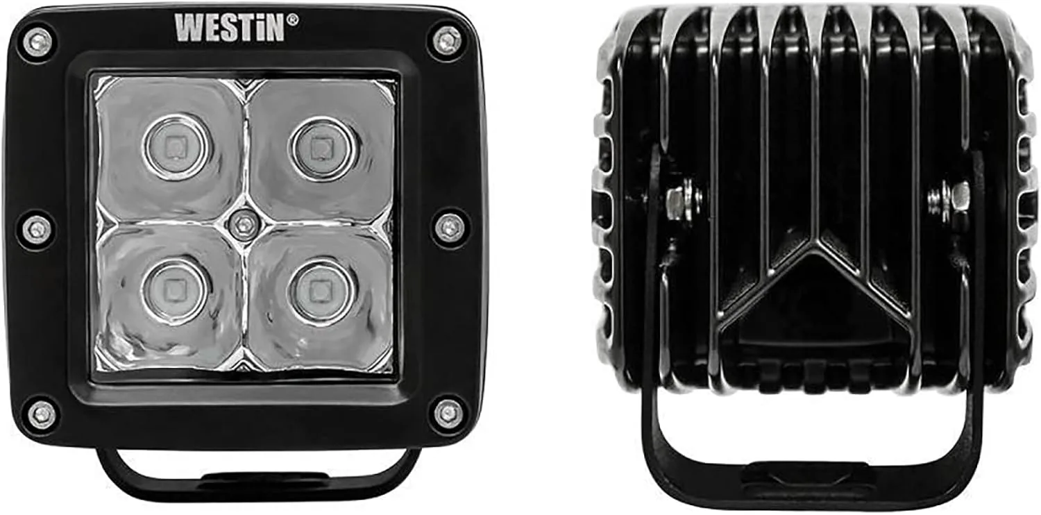 Westin 09-12200B-PR HyperQ LED Auxiliary Lights Flood Beam 3.2x3 in. 5W (Set of 2)