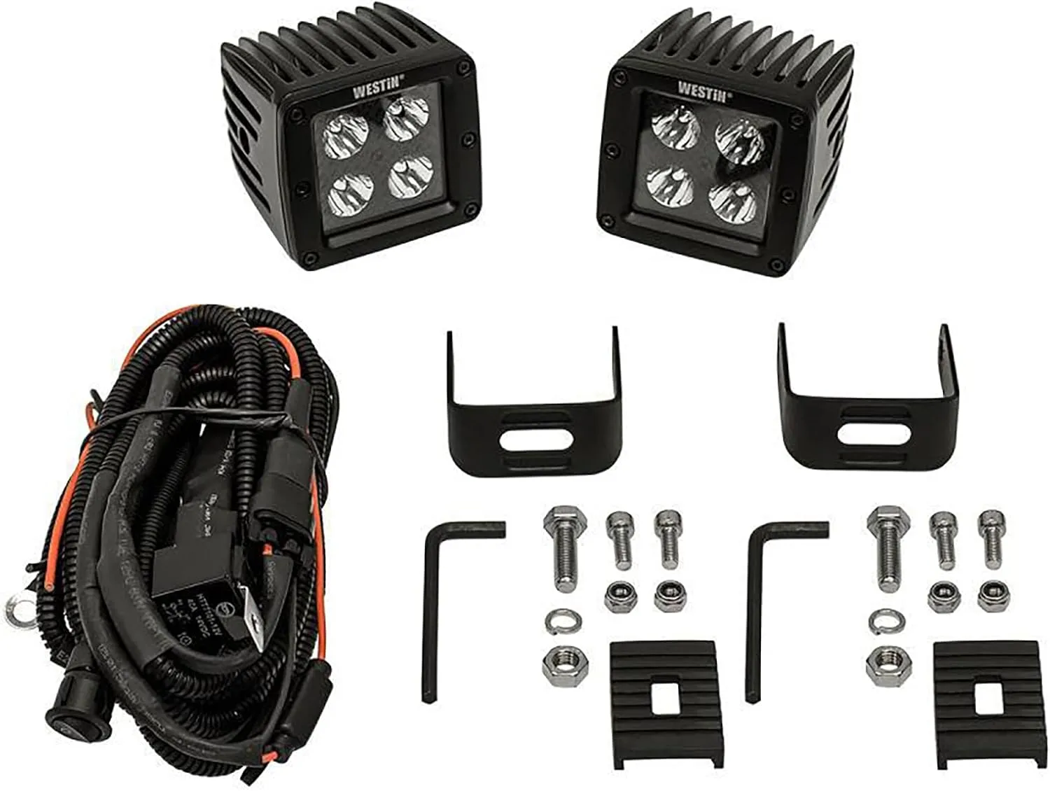 Westin 09-12205B-PR HyperQ B-FORCE LED Auxiliary Lights Flood Beam 3.2x3 in. 5W (Set of 2)