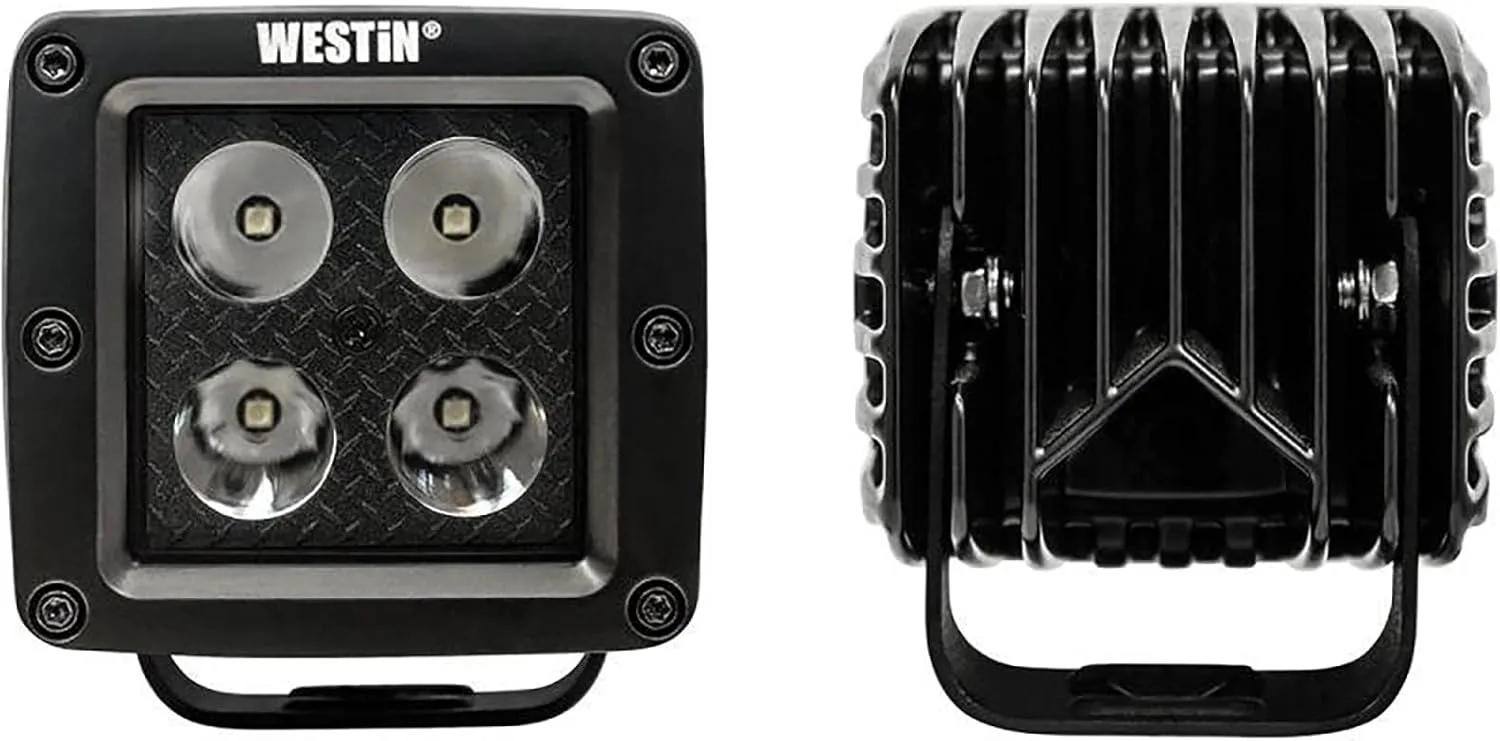 Westin 09-12205B-PR HyperQ B-FORCE LED Auxiliary Lights Flood Beam 3.2x3 in. 5W (Set of 2)