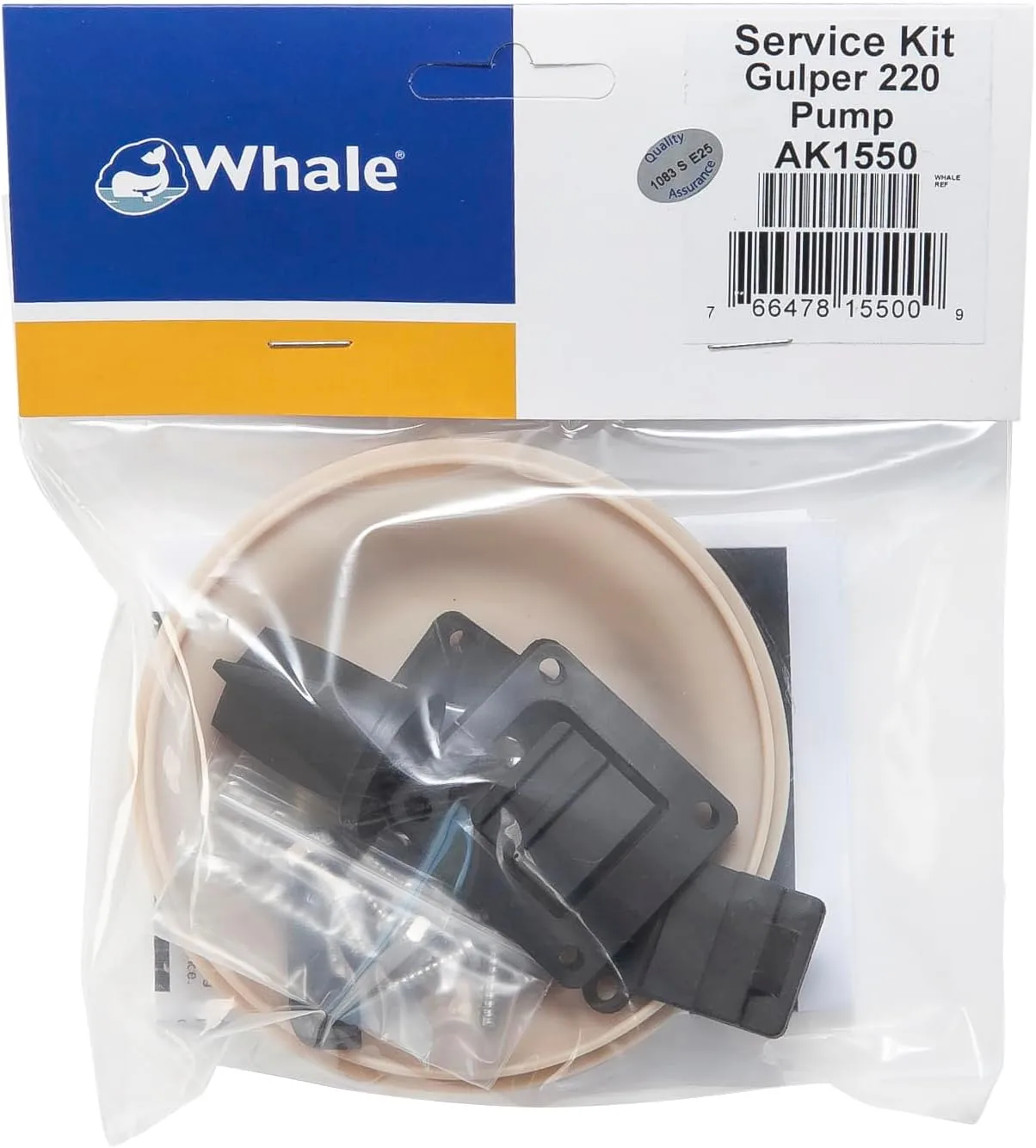 Whale Gulper 220 Pump Service Kit, AK1550 Pump Repair Kit, Black/White, Includes Diaphragm and Valves