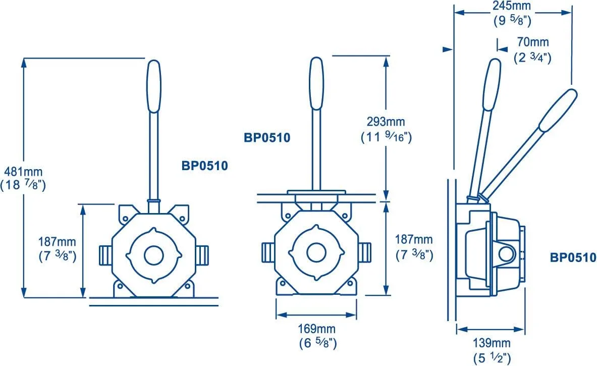 BP0510 Mk5 Universal Pump, Manual Bilge Pump, Up to 17.5 GPM Flow Rate Possible, 1 ½-Inch Hose Connections
