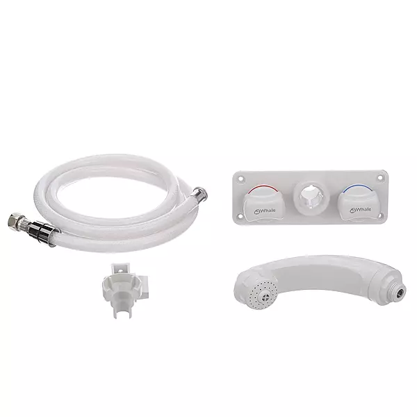 RT2498 Elegance Combination Faucet/Shower, Pull-Out Handheld Mixer Unit, Hot and Cold Water, 5.5-Foot Hose, White ABS