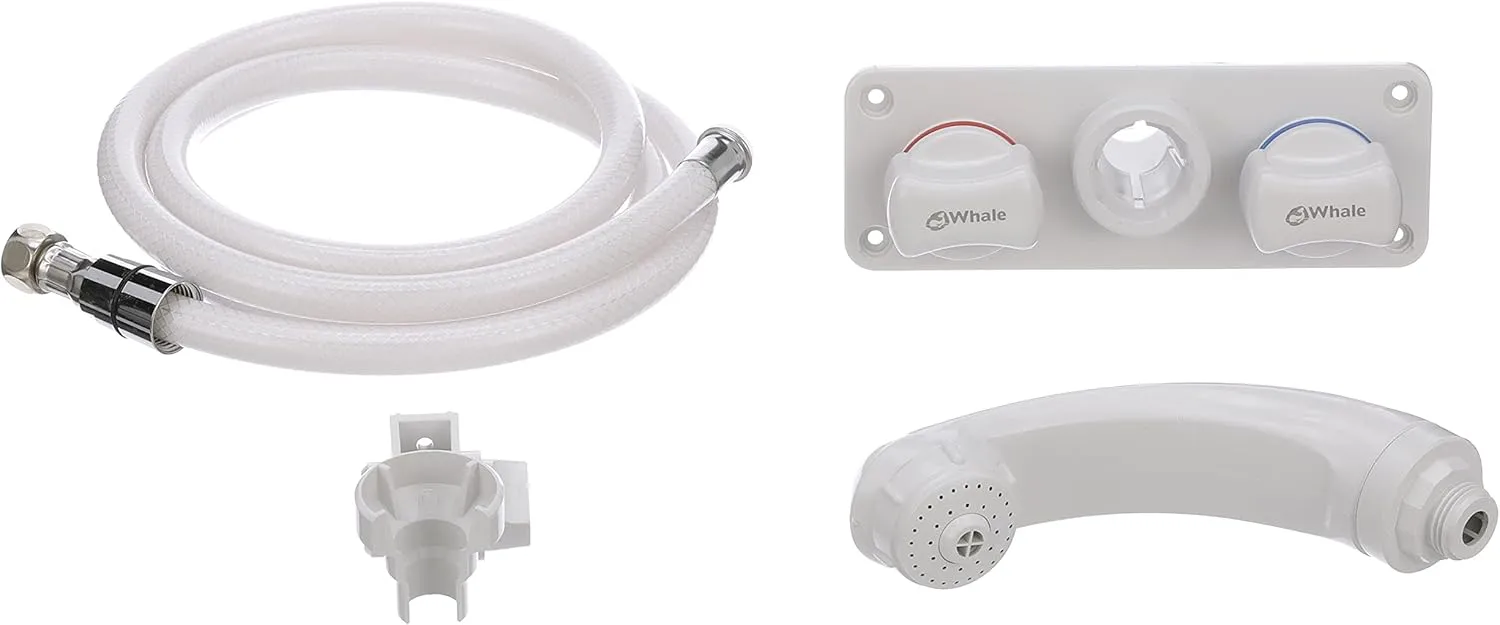 RT2498 Elegance Combination Faucet/Shower, Pull-Out Handheld Mixer Unit, Hot and Cold Water, 5.5-Foot Hose, White ABS