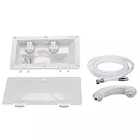 RT2658 Swim ‘n’ Rinse Transom Shower, Hot and Cold Water, Lockable Hinged Cover, White ABS Housing, 7-Foot Hose