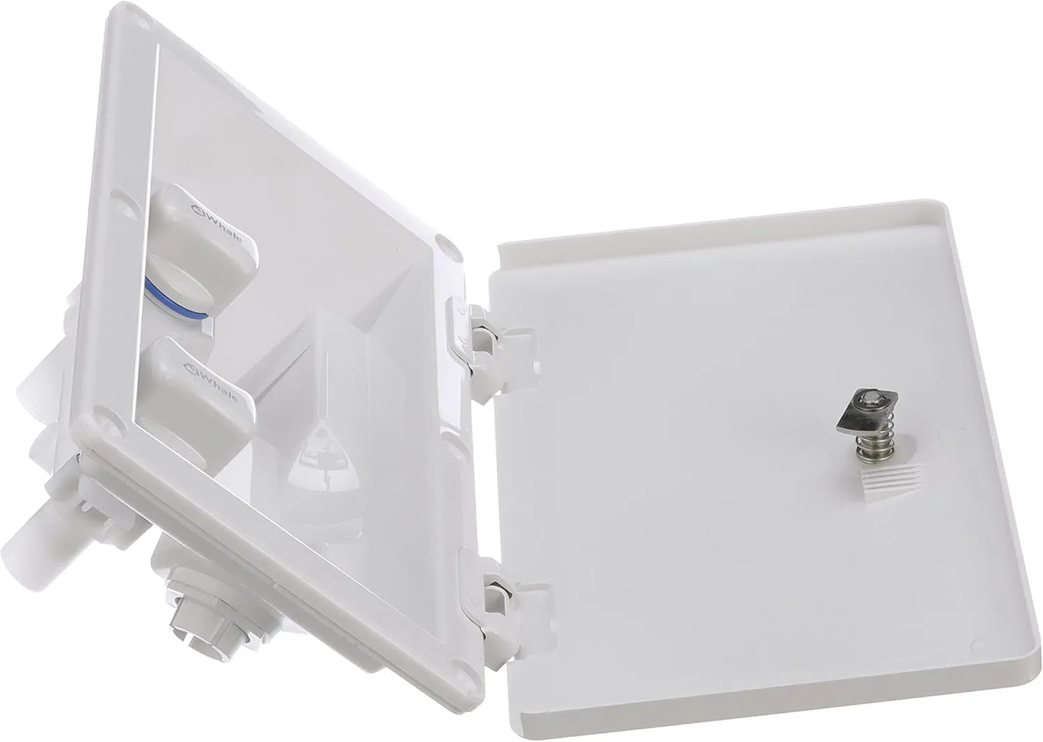 RT2658 Swim ‘n’ Rinse Transom Shower, Hot and Cold Water, Lockable Hinged Cover, White ABS Housing, 7-Foot Hose