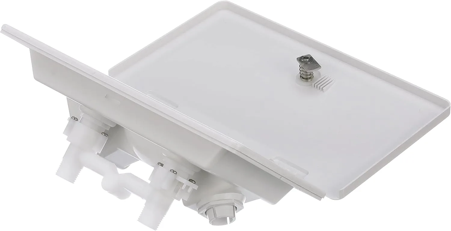 RT2658 Swim ‘n’ Rinse Transom Shower, Hot and Cold Water, Lockable Hinged Cover, White ABS Housing, 7-Foot Hose