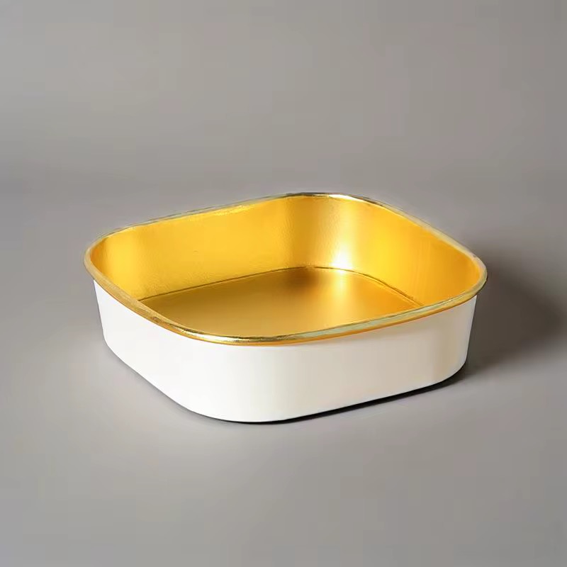 PREMIUM WHITE WITH GOLD LINING SQUARE FOOD PACK WITH PP LID (1000ML)