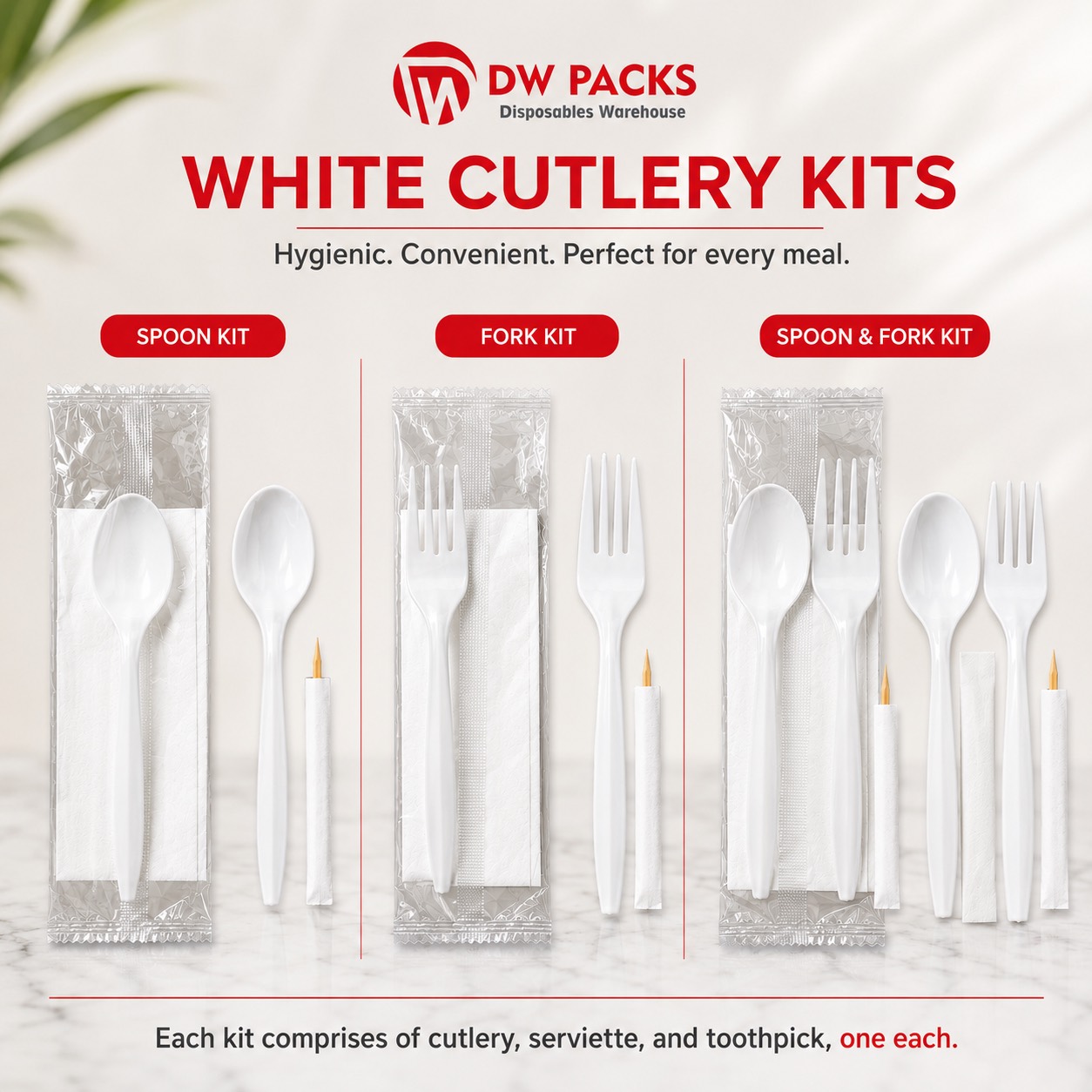 WRAPPED WHITE CUTLERY KIT