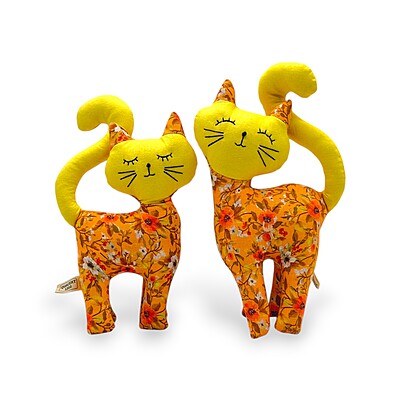 Cặp Đôi Mèo Thiên Thần - Thủ Công Nhồi Bông, Vải Cotton