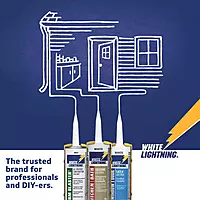 White Lightning WL30060 3006 Siliconized Acrylic Latex All Purpose Caulk, 10 oz Cartridge, White