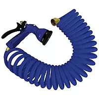 WHITECAP Whitecap P0440B Coiled Hose with Adjustable Nozzle - 15', Blue