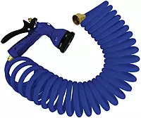 WHITECAP Whitecap P0440B Coiled Hose with Adjustable Nozzle - 15', Blue