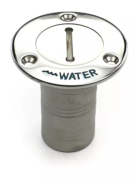 Whitecap 6125C Stainless Steel 90 Degree Hose Deck Fill with Key - Water, 1-1/2", Grey