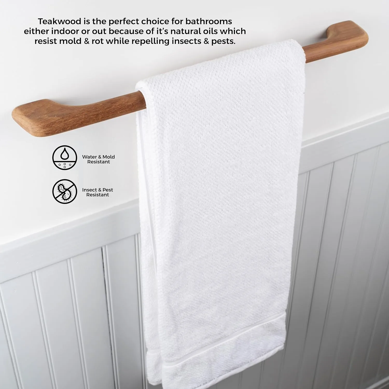 Whitecap 62332 Teak Long Towel-Bar, Beige