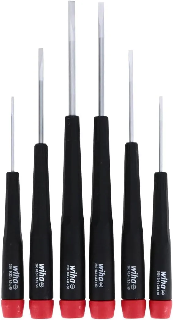 Wiha 26090 Precision Slotted Screwdriver with Precision Handle, 6 Piece Set, multi, one size