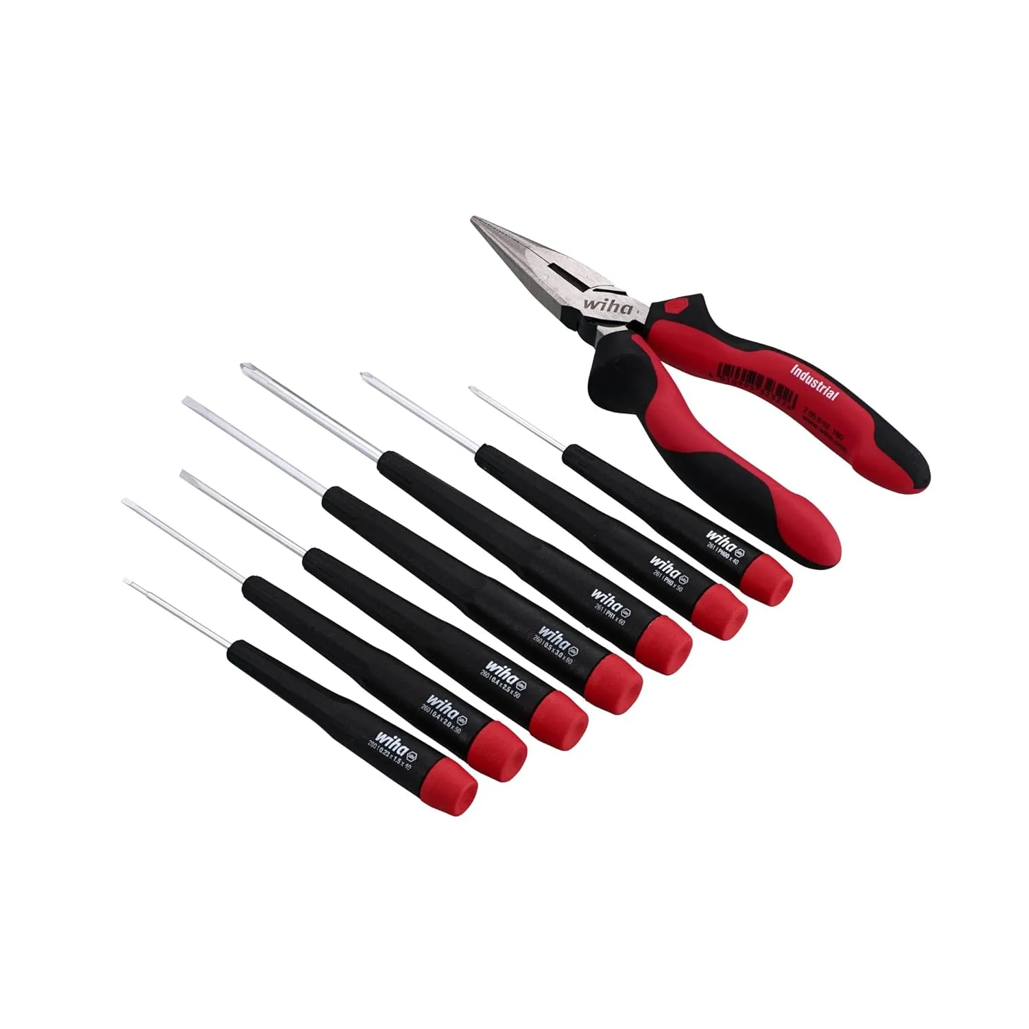 Wiha 26190 Slotted and Phillips Screwdriver Set Bonus Pack with Professional 6.3" Long Nose Pliers, 8 Piece