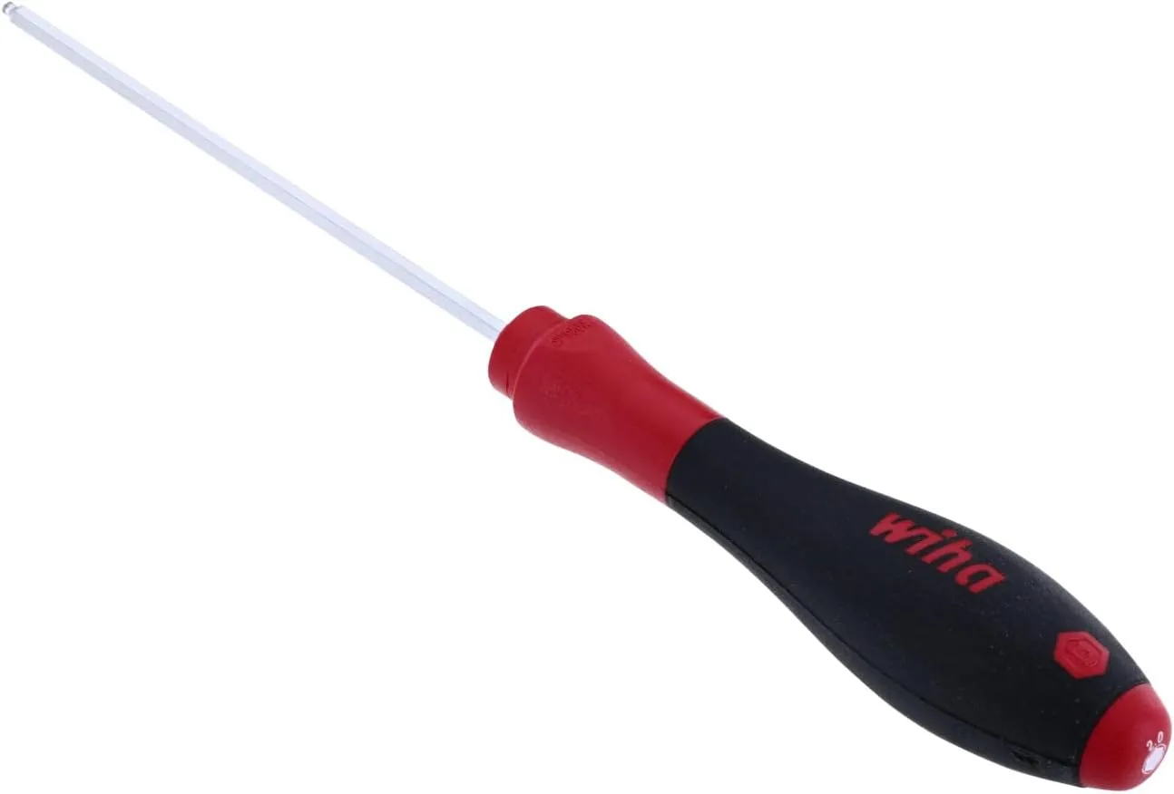 Wiha 36720 Ball End Hex Driver, with SoftFinish Handle, No Ring, Metric, 2.0 x 100mm 2.0mm