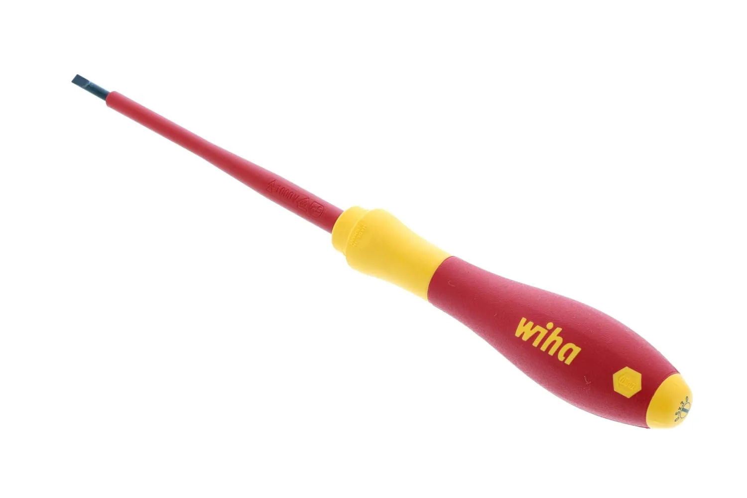 Wiha Tools Ins Screwdriver, Slotted, 1/8x4 in, Round, Red and Black, One Size (32012)
