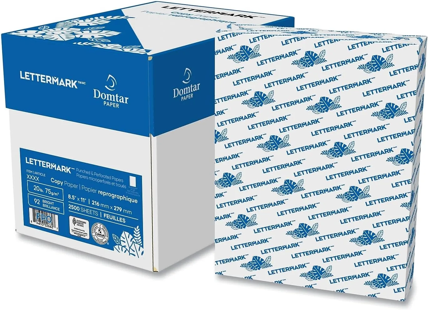 Willcopy Lettermark Custom Cut Sheets, 5 Reams, White, Letter (8 1/2in x 11in), 2500 Sheets Total, Perforated Every 3 2/3in